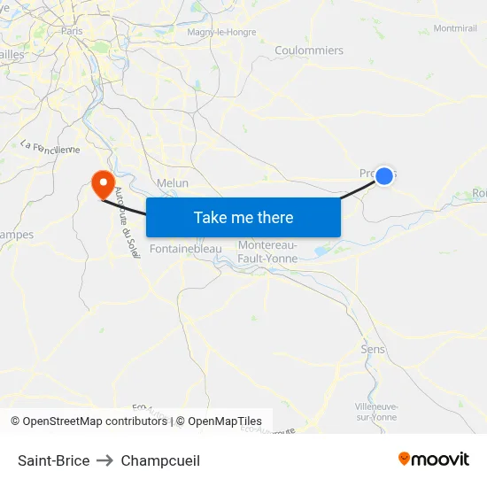 Saint-Brice to Champcueil map