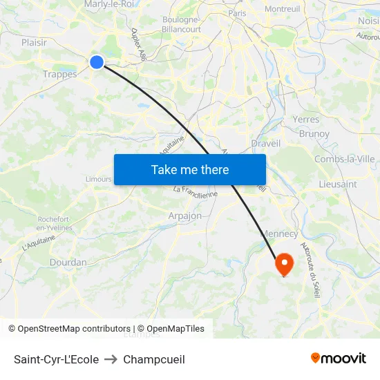 Saint-Cyr-L'Ecole to Champcueil map