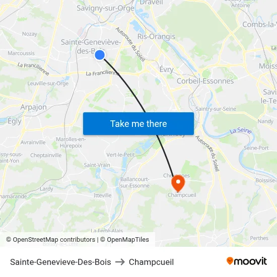 Sainte-Genevieve-Des-Bois to Champcueil map