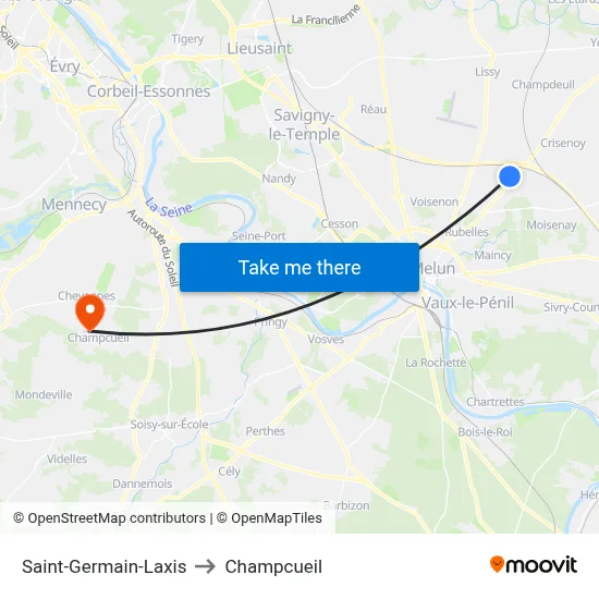 Saint-Germain-Laxis to Champcueil map