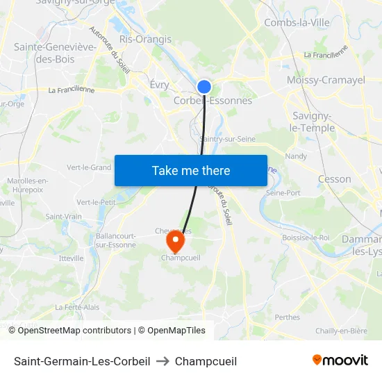 Saint-Germain-Les-Corbeil to Champcueil map
