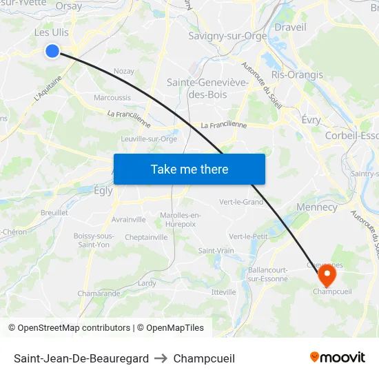 Saint-Jean-De-Beauregard to Champcueil map