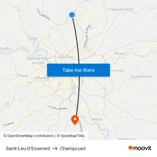 Saint-Leu-D'Esserent to Champcueil map