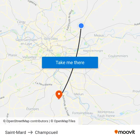 Saint-Mard to Champcueil map