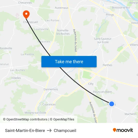 Saint-Martin-En-Biere to Champcueil map