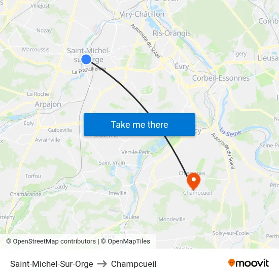Saint-Michel-Sur-Orge to Champcueil map