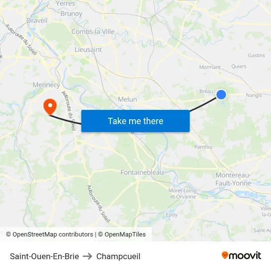 Saint-Ouen-En-Brie to Champcueil map