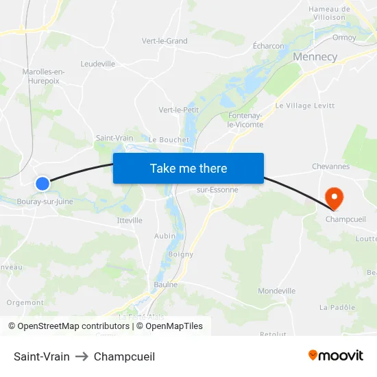 Saint-Vrain to Champcueil map