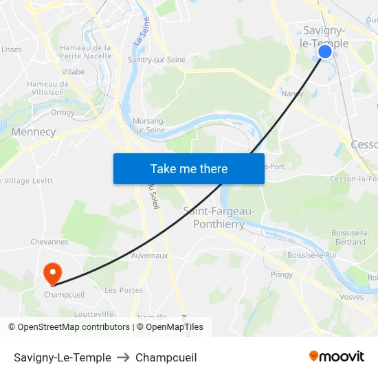 Savigny-Le-Temple to Champcueil map