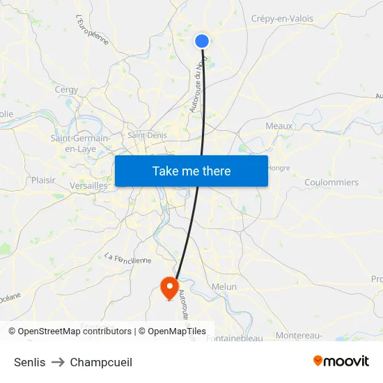 Senlis to Champcueil map