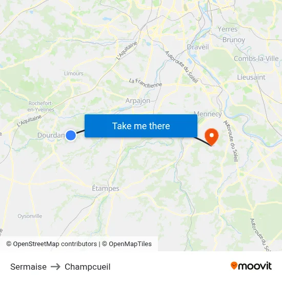 Sermaise to Champcueil map