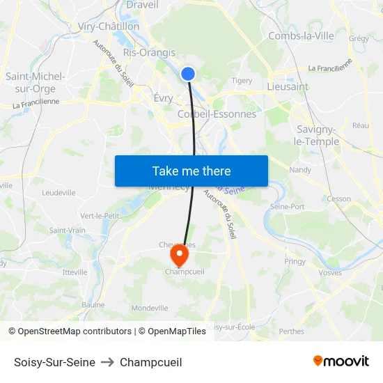 Soisy-Sur-Seine to Champcueil map