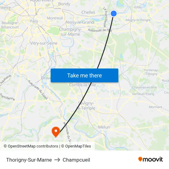 Thorigny-Sur-Marne to Champcueil map