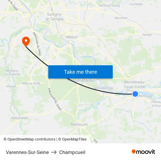 Varennes-Sur-Seine to Champcueil map