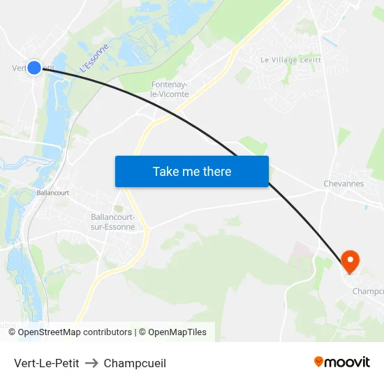Vert-Le-Petit to Champcueil map