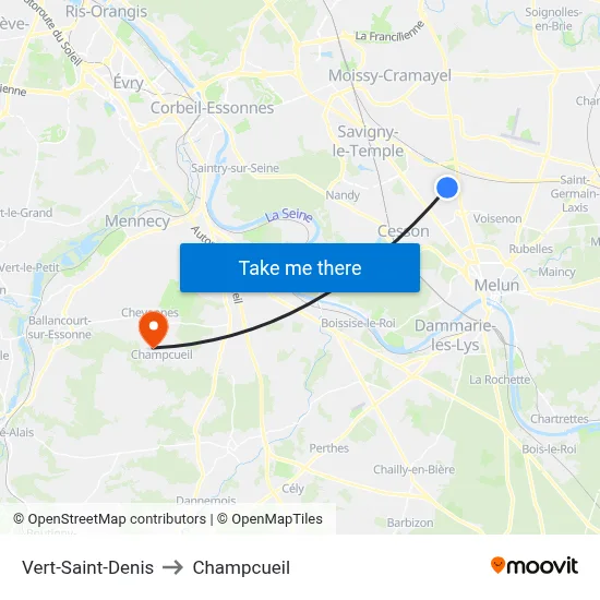 Vert-Saint-Denis to Champcueil map