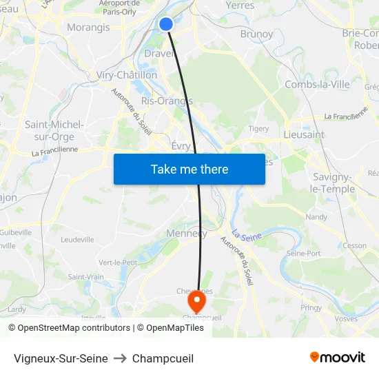 Vigneux-Sur-Seine to Champcueil map