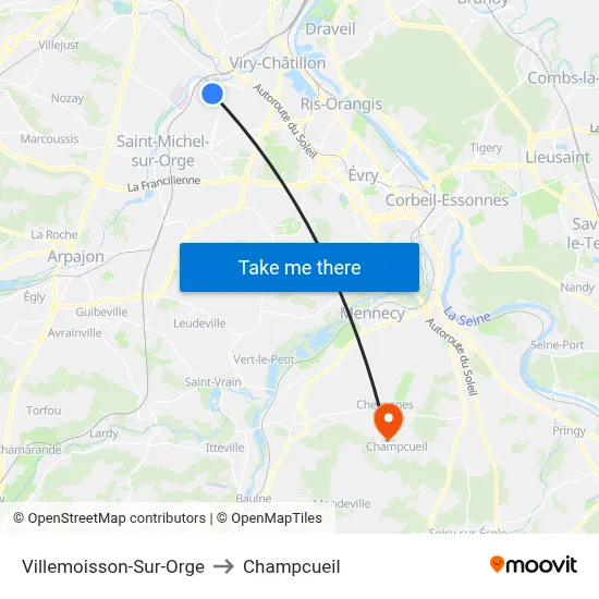 Villemoisson-Sur-Orge to Champcueil map