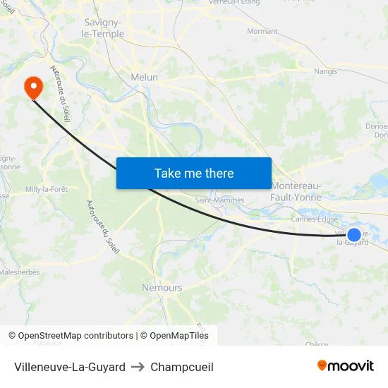 Villeneuve-La-Guyard to Champcueil map