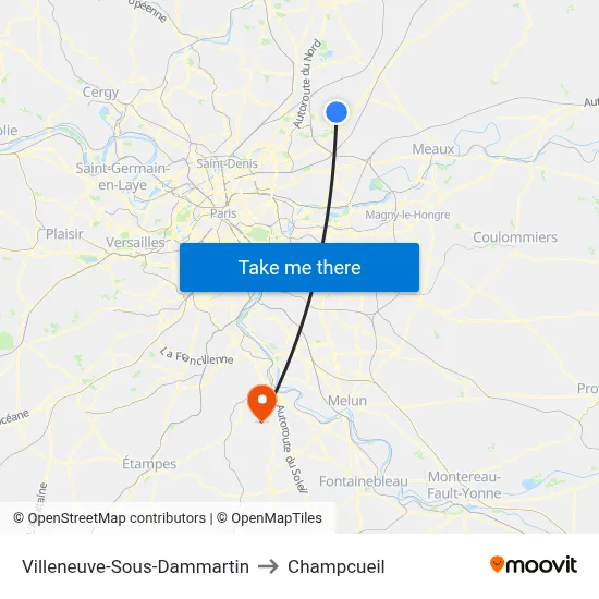 Villeneuve-Sous-Dammartin to Champcueil map