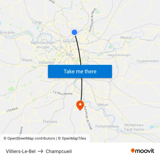 Villiers-Le-Bel to Champcueil map