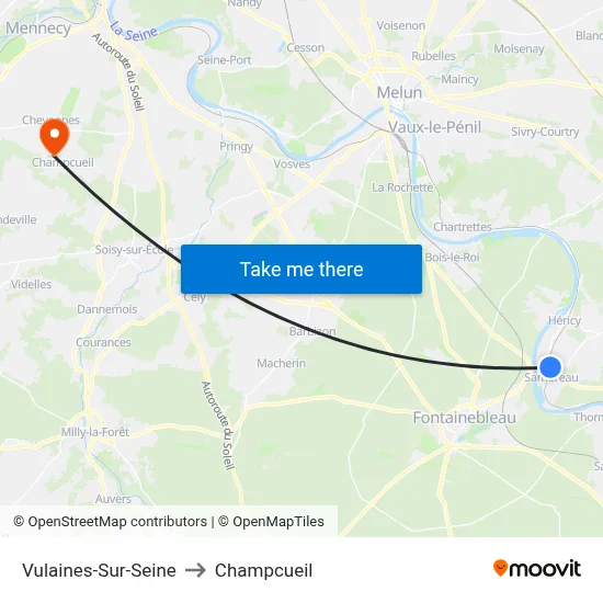 Vulaines-Sur-Seine to Champcueil map