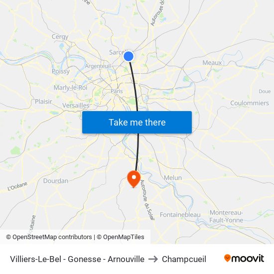 Villiers-Le-Bel - Gonesse - Arnouville to Champcueil map