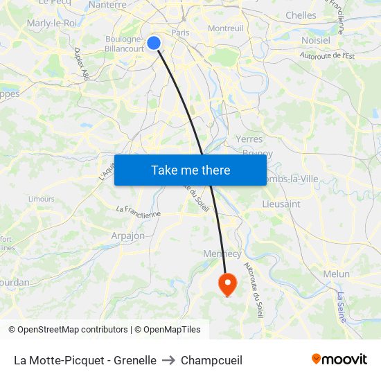 La Motte-Picquet - Grenelle to Champcueil map