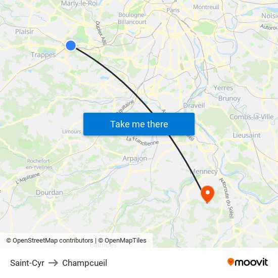 Saint-Cyr to Champcueil map