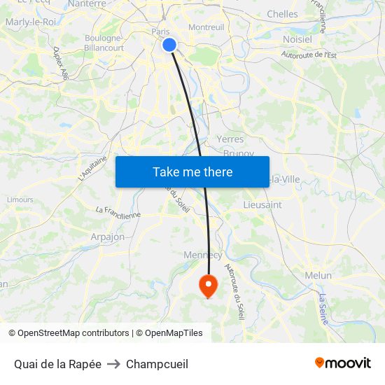 Quai de la Rapée to Champcueil map