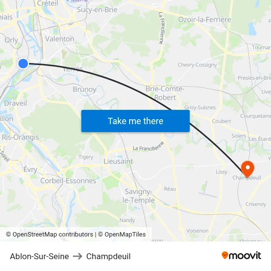 Ablon-Sur-Seine to Champdeuil map