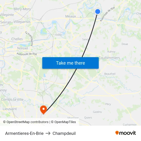 Armentieres-En-Brie to Champdeuil map