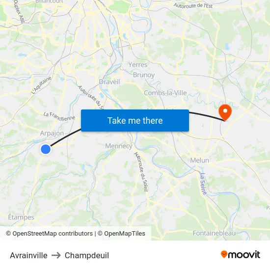 Avrainville to Champdeuil map