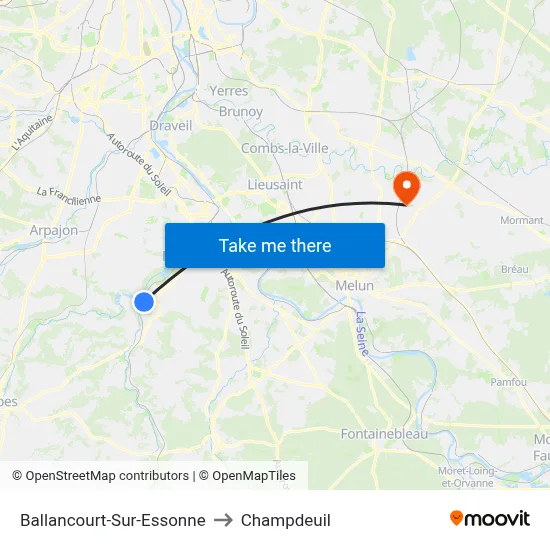 Ballancourt-Sur-Essonne to Champdeuil map