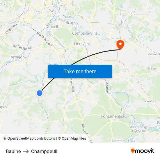 Baulne to Champdeuil map