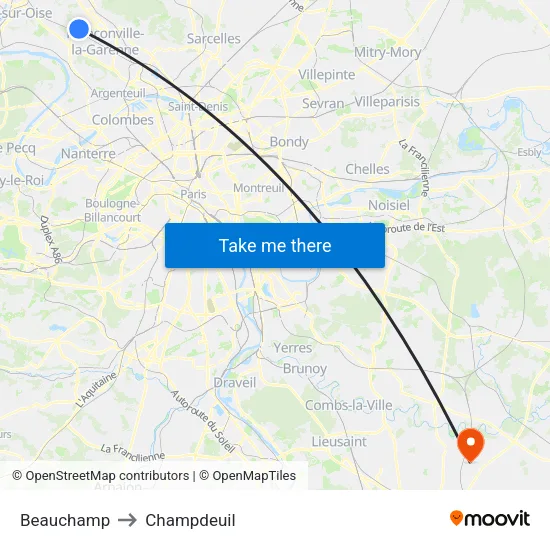 Beauchamp to Champdeuil map