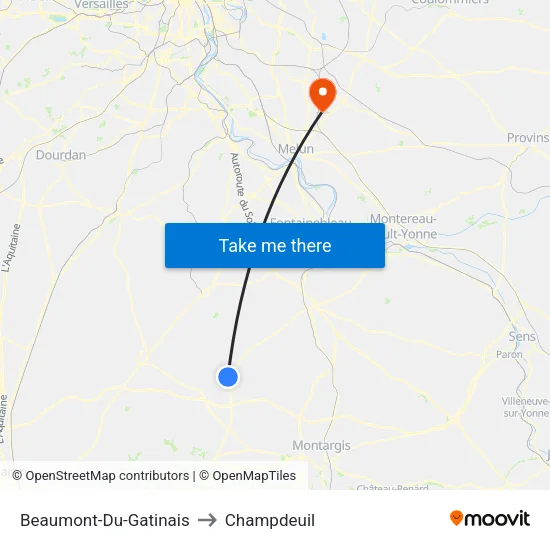 Beaumont-Du-Gatinais to Champdeuil map