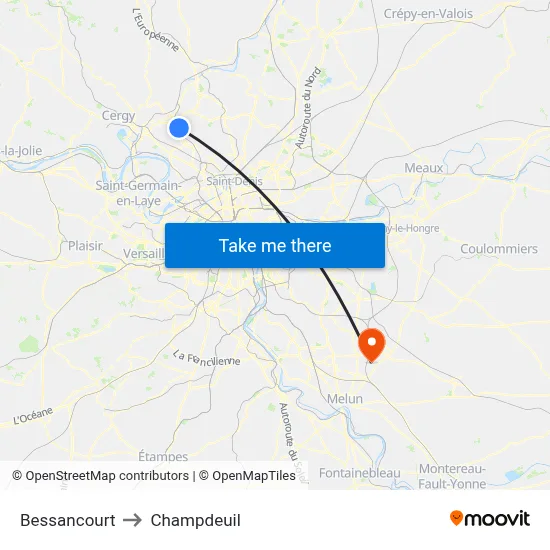 Bessancourt to Champdeuil map