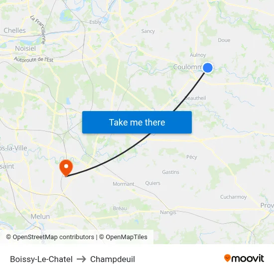Boissy-Le-Chatel to Champdeuil map