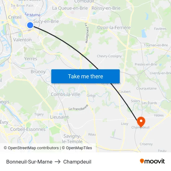 Bonneuil-Sur-Marne to Champdeuil map