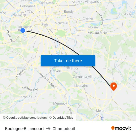 Boulogne-Billancourt to Champdeuil map