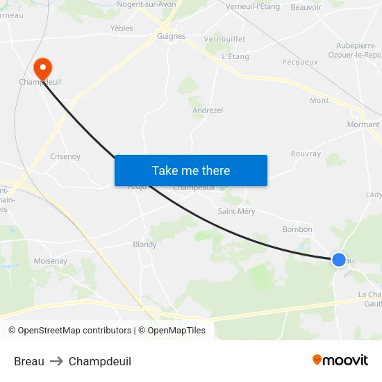 Breau to Champdeuil map