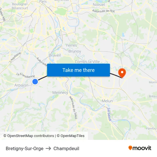 Bretigny-Sur-Orge to Champdeuil map