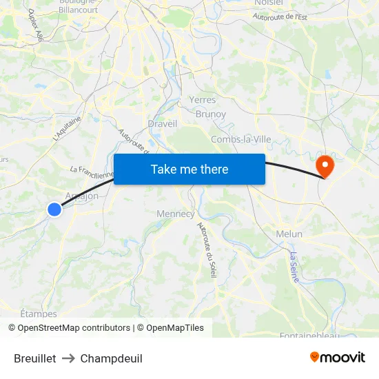 Breuillet to Champdeuil map