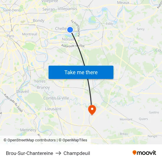 Brou-Sur-Chantereine to Champdeuil map