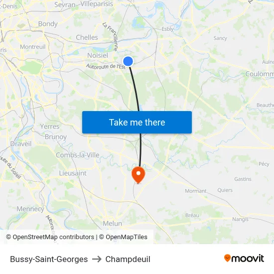 Bussy-Saint-Georges to Champdeuil map