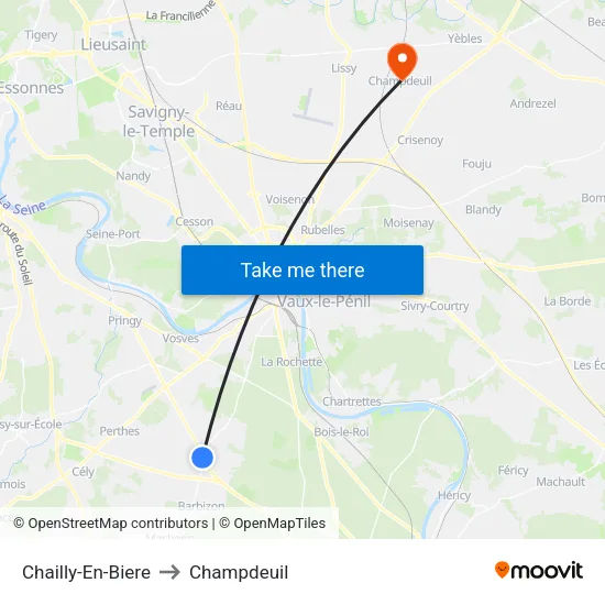 Chailly-En-Biere to Champdeuil map