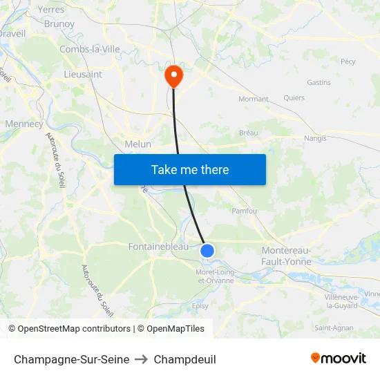 Champagne-Sur-Seine to Champdeuil map