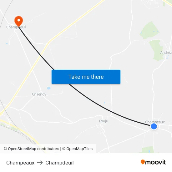 Champeaux to Champdeuil map