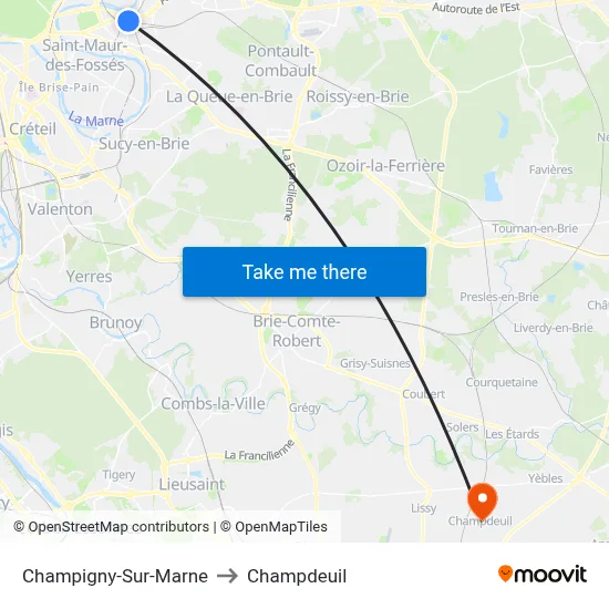 Champigny-Sur-Marne to Champdeuil map